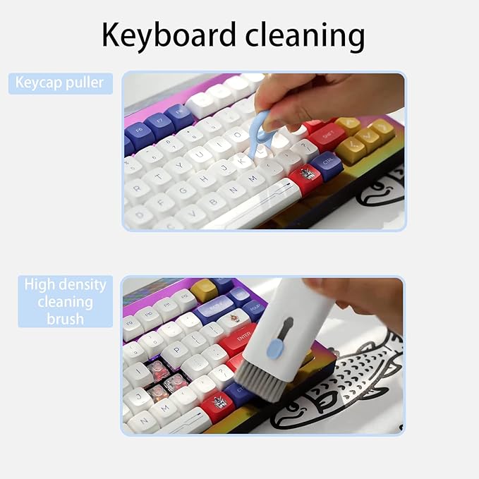 7-in-1 Portable Multifunctional Cleaning Tool Kit for Keyboards, Earphones, Computers, Phones - Free Delivery