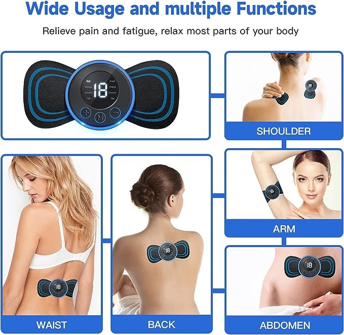 Rechargeable & Portable EMS Neck Massager Patch For Muscle Pain Relief & Shoulder Relaxation - Free Delivery